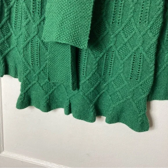 Juicy Couture green merino wool cashmere cable knit sweater S - Picture 4 of 10